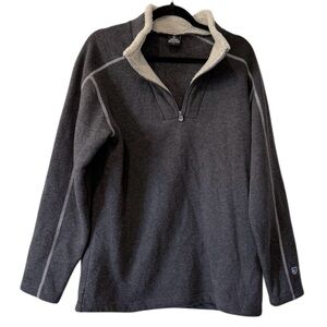 Kuhl Europa men’s Large long sleeve 1/4 zip  Alfpaca fleece Heather gray sweater
